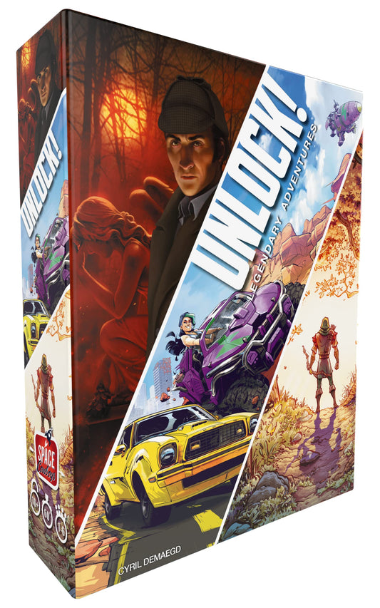 Asmodee Unlock! Legendary Adventures box front shows immersive cooperative play for families.