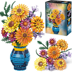 Asoulin Flower Bouquet Building Set with Vase for lasting home decor.