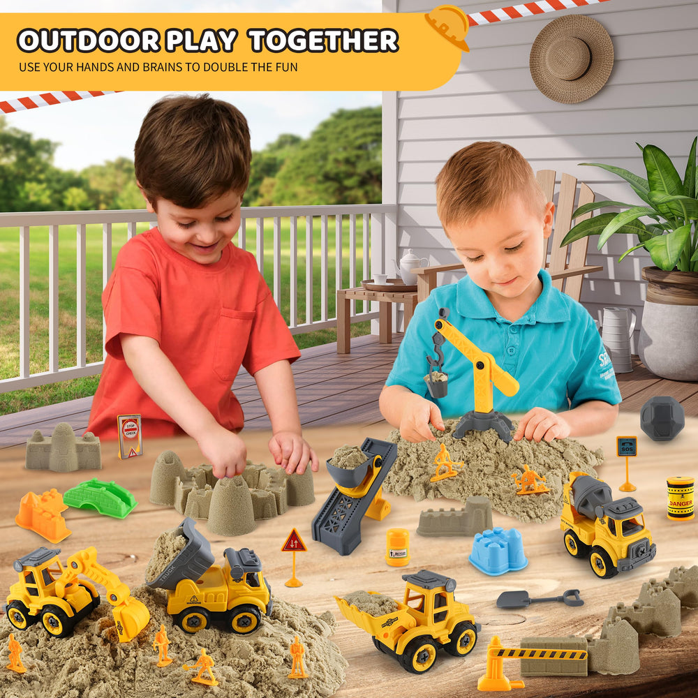 Asoxt buildable trucks set encourages stacking and teamwork