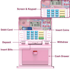 ASRIO ATM piggy bank balance screen displaying current funds