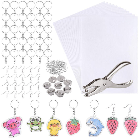 ASTARON 181pcs shrinking sheets kit overview for DIY crafts and kids' art.