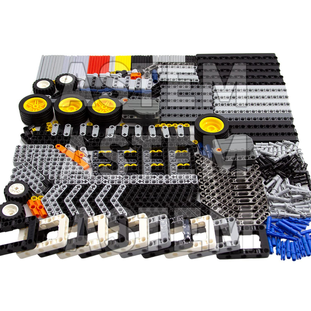 ASTEM regular-sized mechanical parts with bricks, bushings for easy assembly.