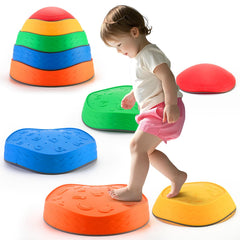 Astrell stepping stones for kids, five-piece balance set for safe indoor and outdoor play
