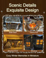 Astshun&co winter cabin puzzle snow, firewood, fox and bear details
