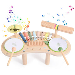 Asweets 7-in-1 drum set moon table boosts early musical exploration