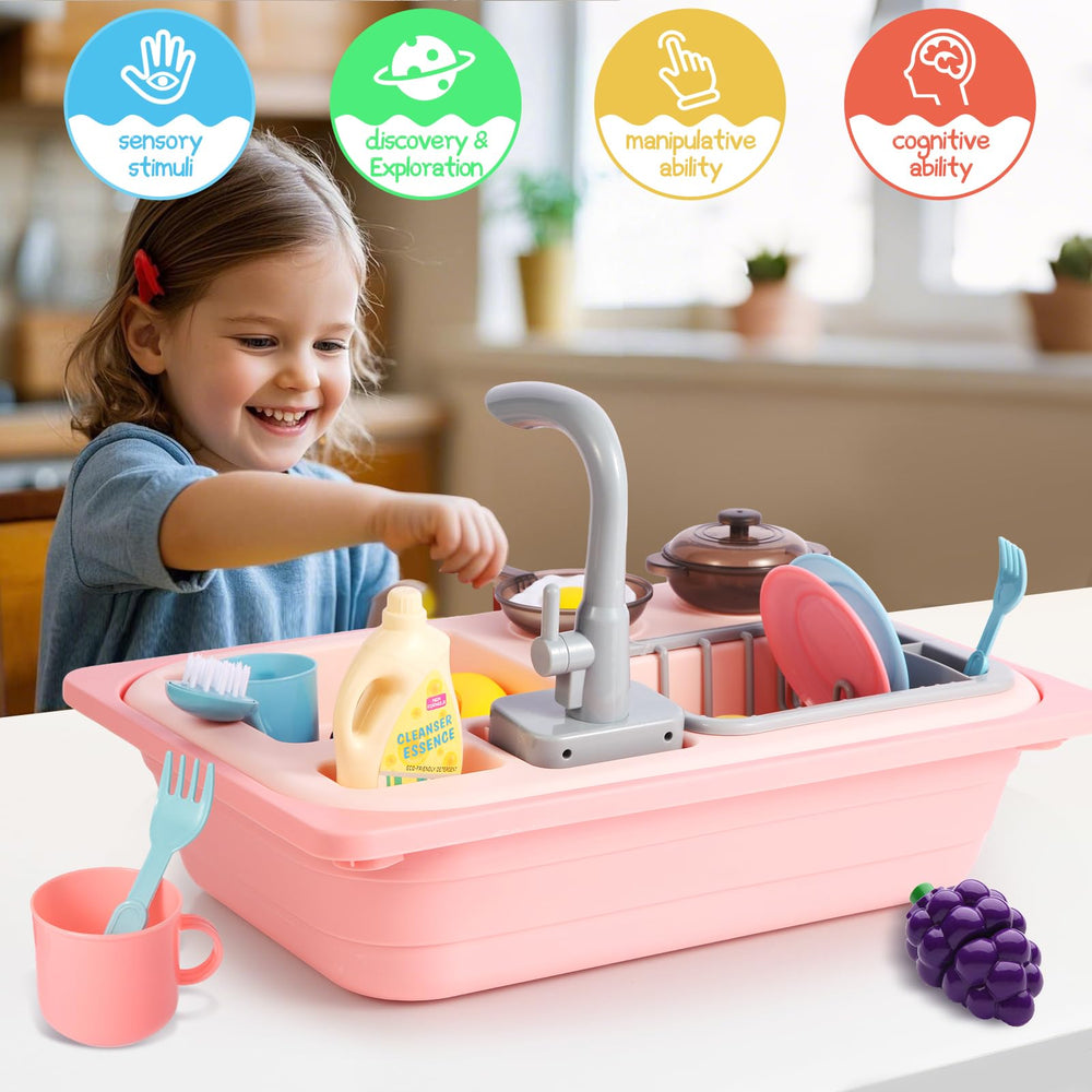 Asweets sink toy features automatic water circulation for realistic, safe water play