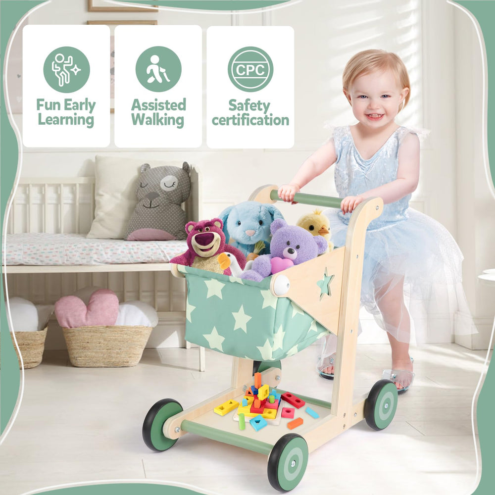 Asweets shopping-cart style walker supporting first steps and pretend shopping