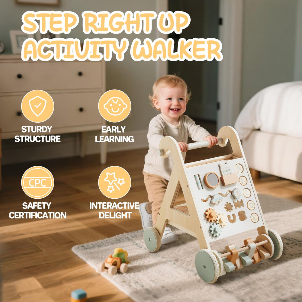 Asweets wooden walker with rotary gears to boost fine motor exploration