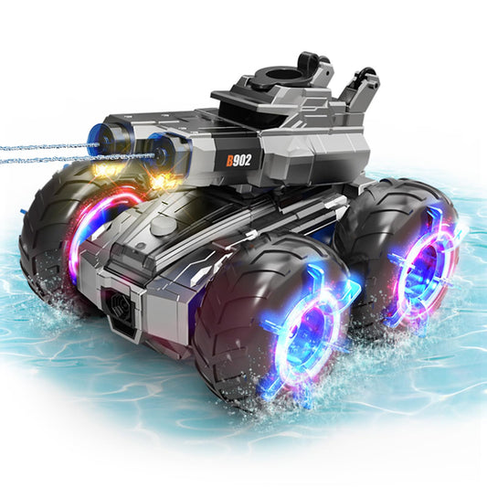 ATHLERIA amphibious RC car with water gun for land and water adventures.
