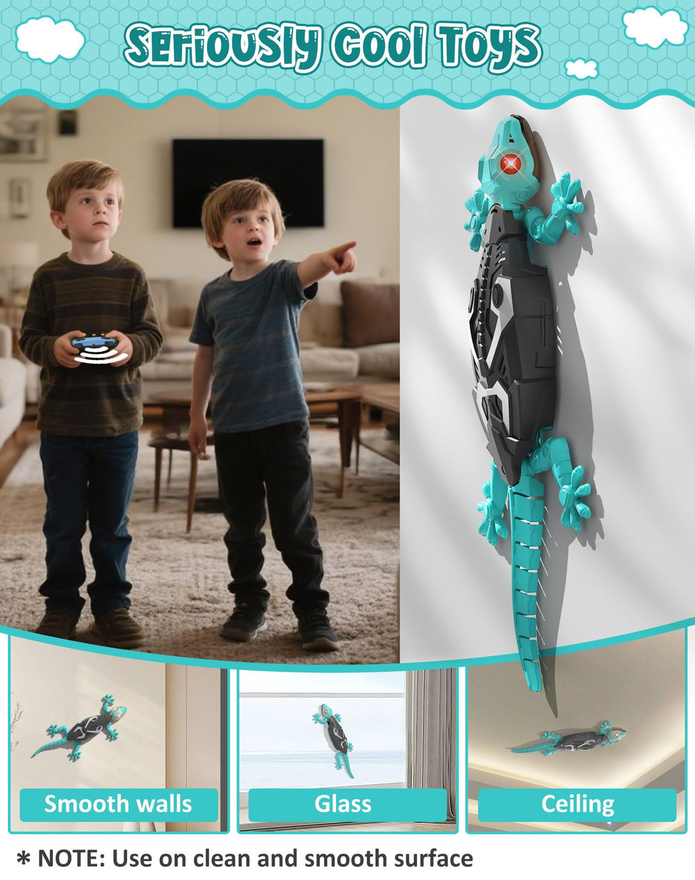 ATHLERIA electric lizard features LED eyes and realistic movements for engaging play.