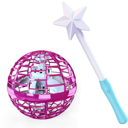 ATHLERIA pink flying orb ball with wand for safe, hands-on play indoors or outdoors.