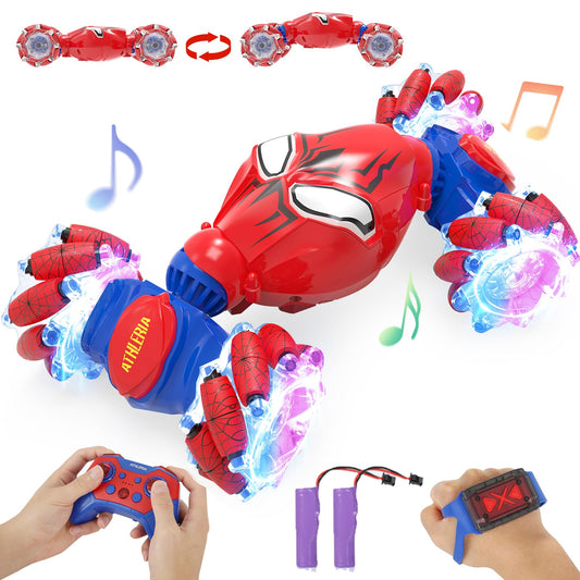 ATHLERIA Spider Gesture RC Car with eyes and lights for exciting night play.