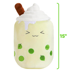 Soft plush fabric texture of Athoinsu boba pillow in hand