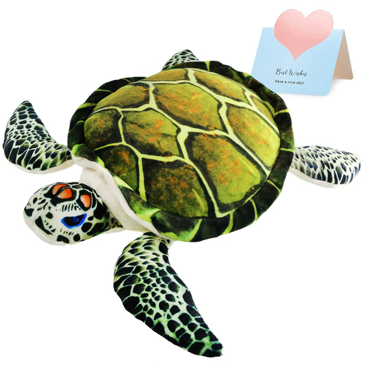 Athoinsu sea turtle plush 18in green, cuddly companion for playtime and naps.