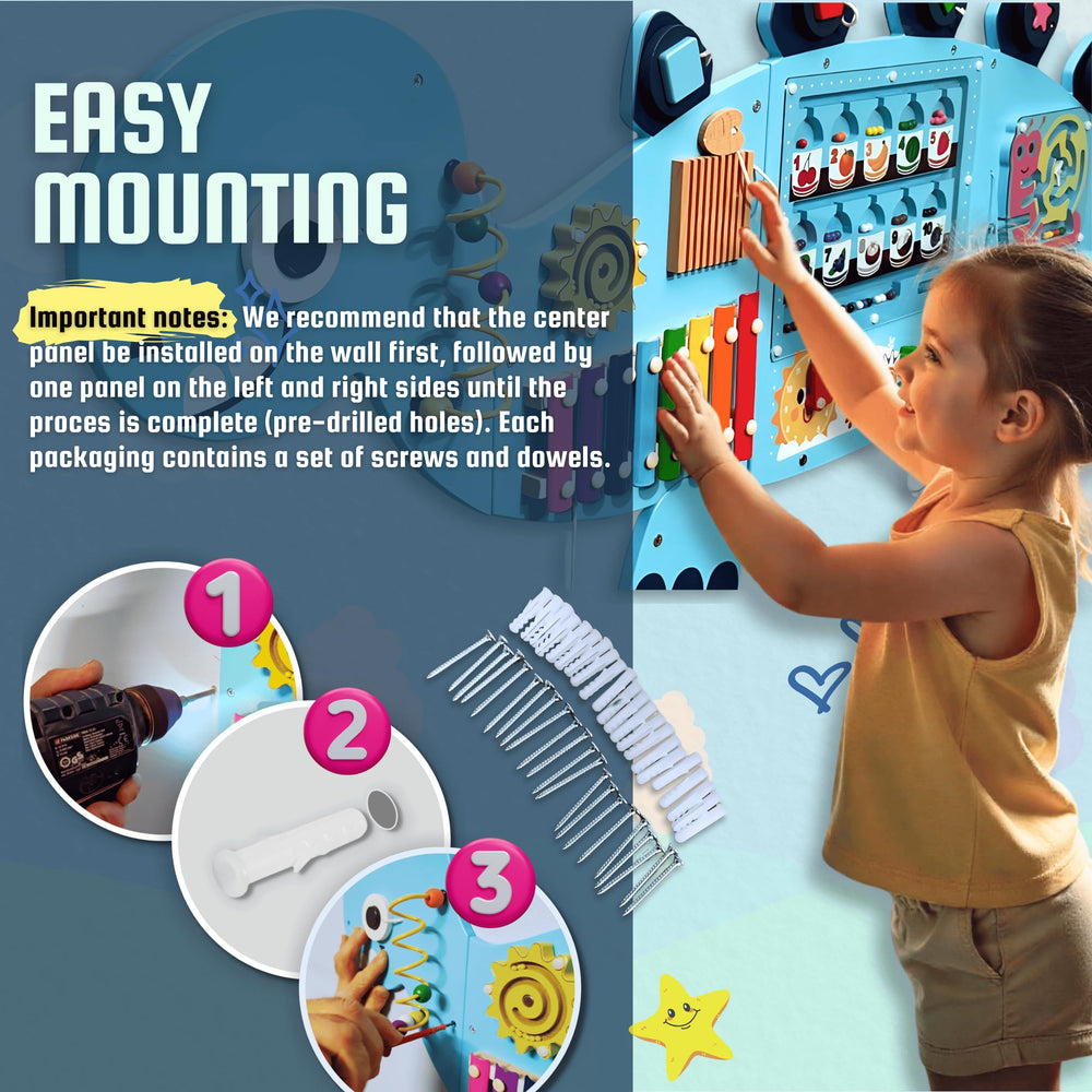 AthomBear dinosaur activity wall busy board magnetic mazes encourage problem solving.