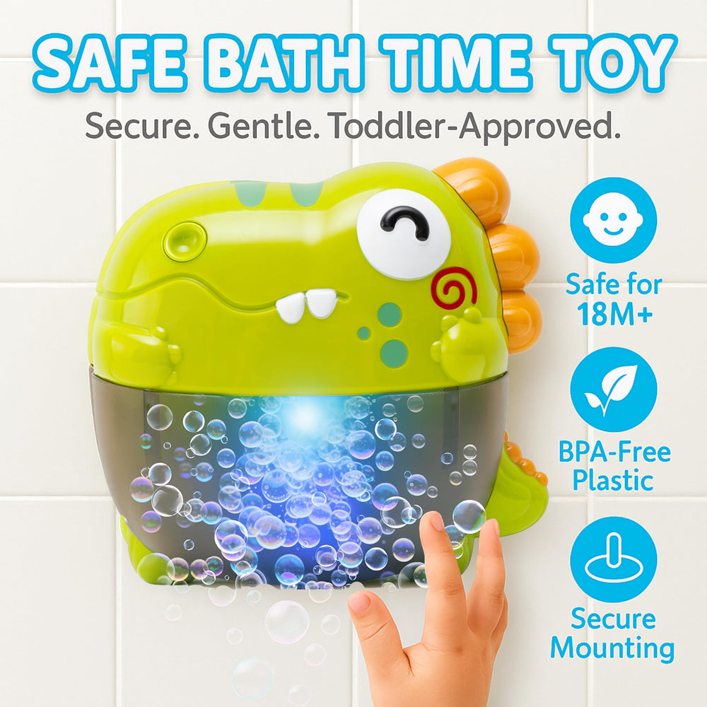 Atlasonix bubble machine plays music to engage kids during bath time