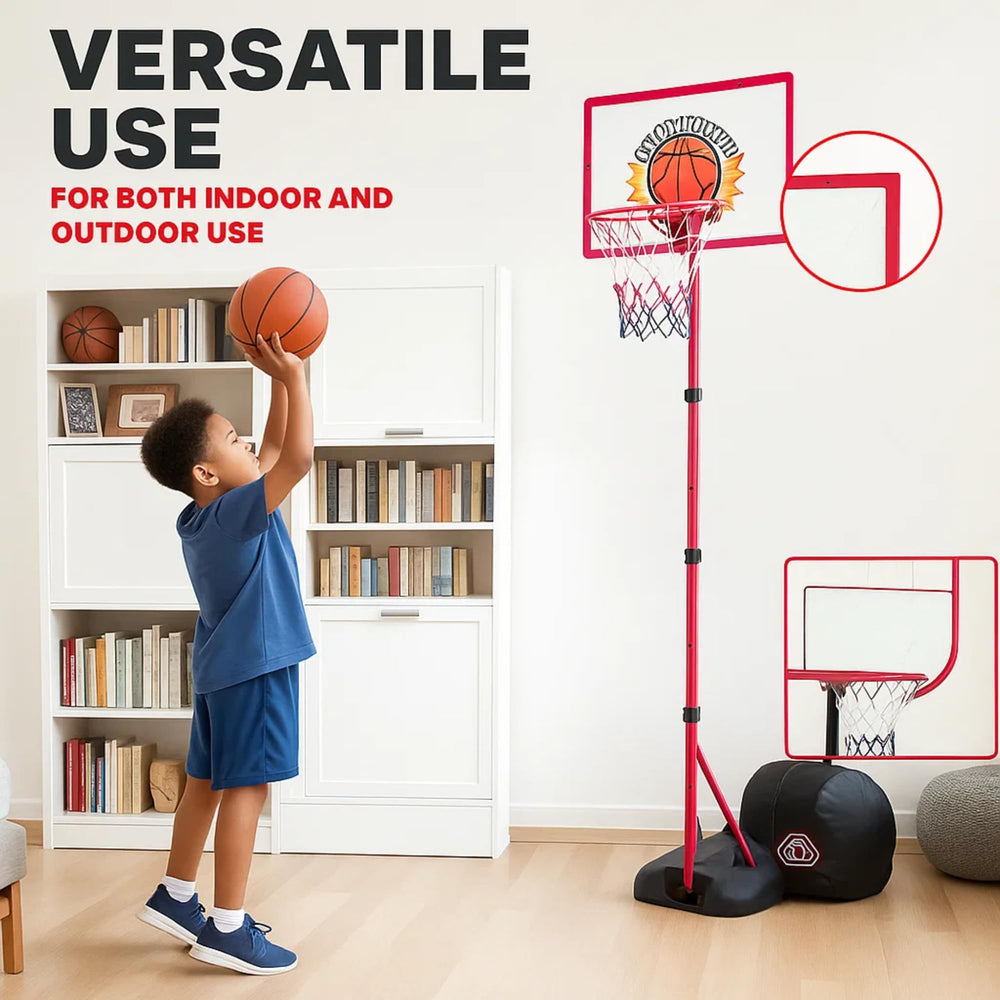Atlasonix indoor hoop ball included for immediate practice sessions.