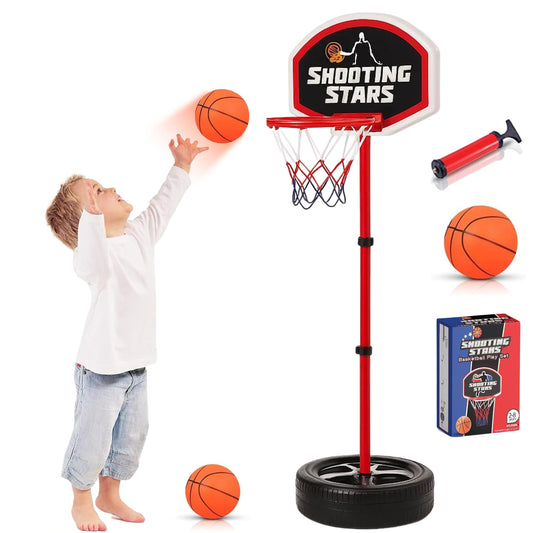 Atlasonix toddler basketball hoop base and pump enabling quick setup for play