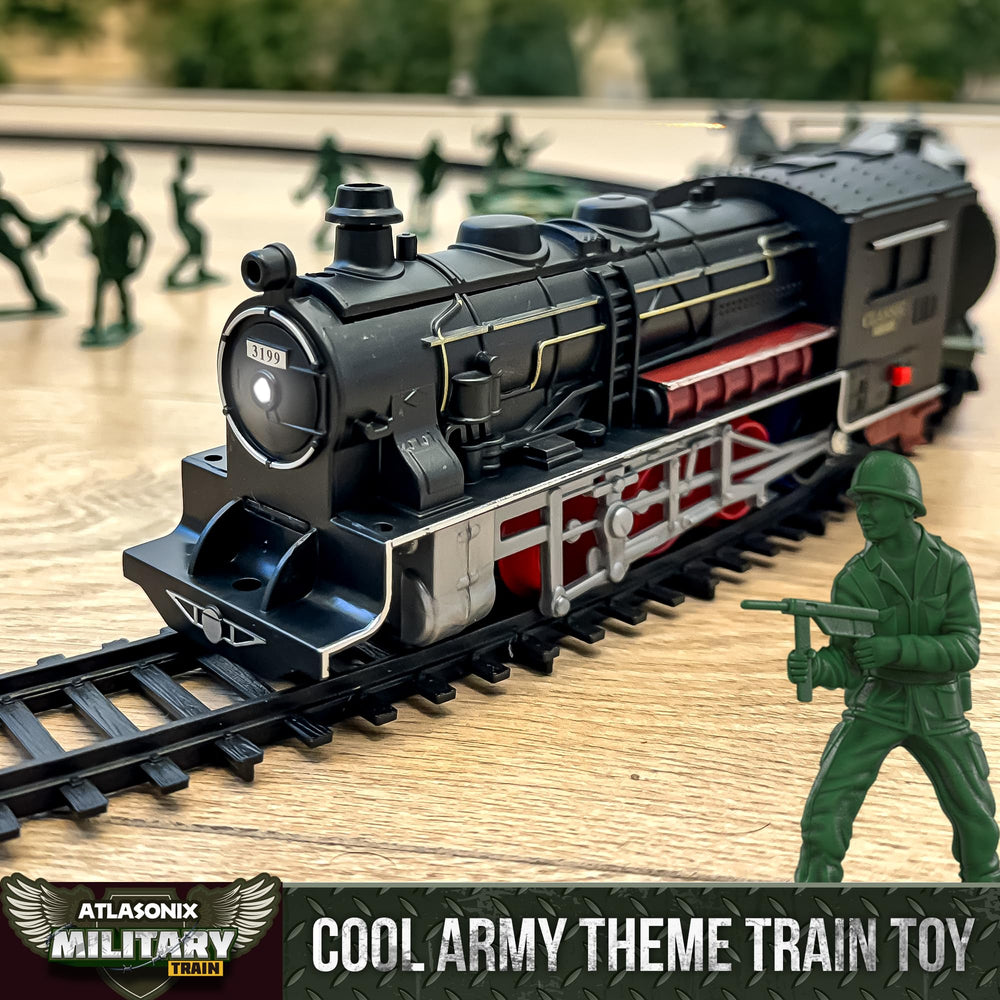 Atlasonix US Electric Express Train assembly tracks demonstrates easy modular layout options.