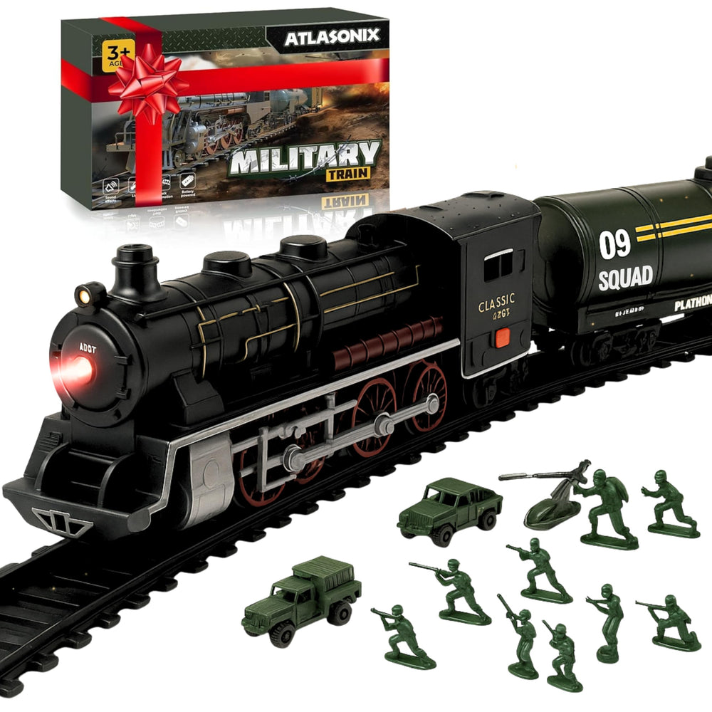 Atlasonix US Electric Express Train box content shows a complete playset for imaginative adventures.