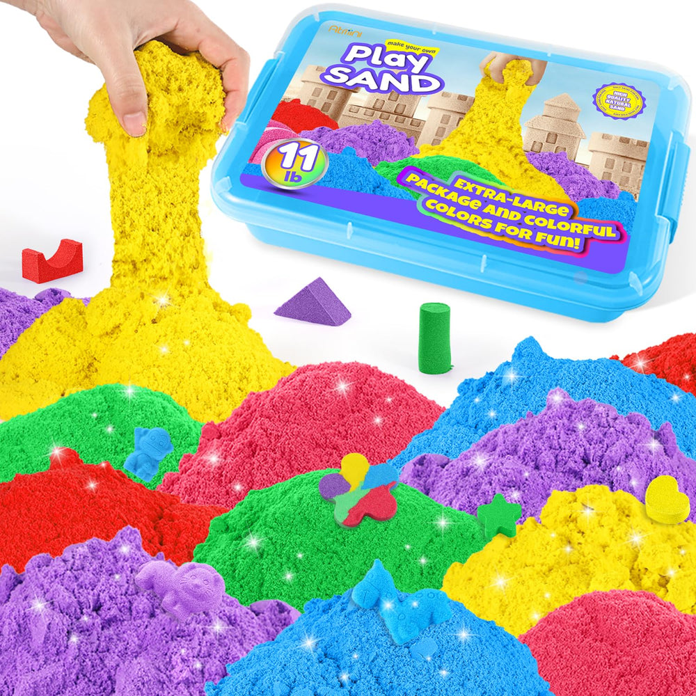 AtMini play sand six color packs ready for creative shaping and color mixing.