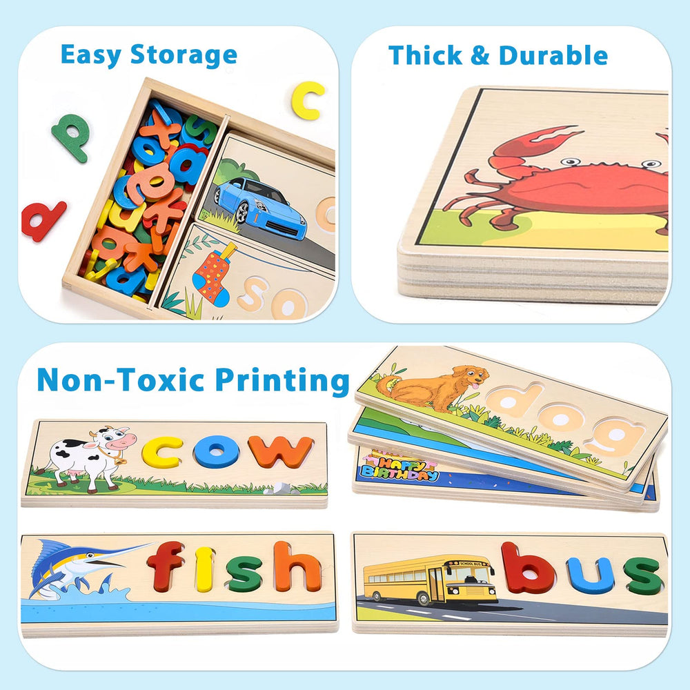 Atoylink double-sided spelling boards support scene-based reading practice and word connections.