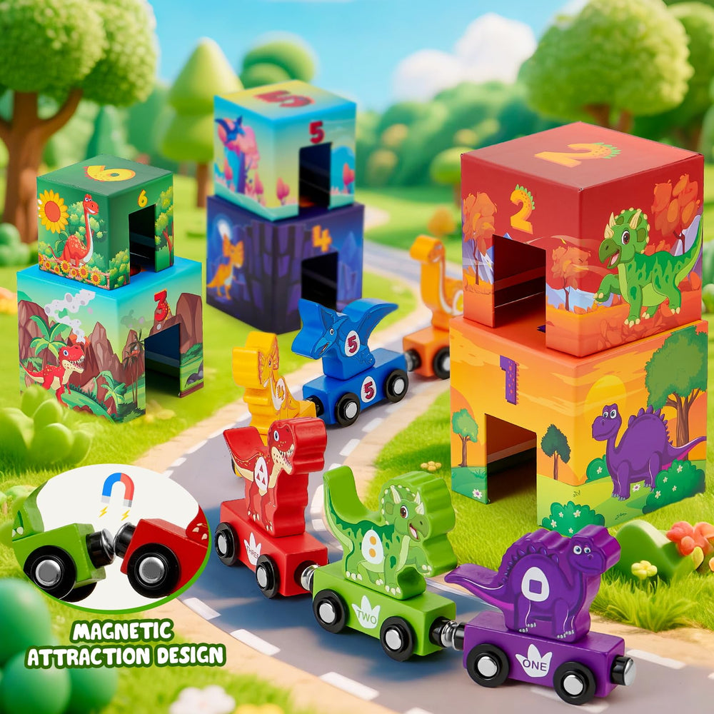 Atoylink number blocks with dinosaurs promote early counting and color recognition.