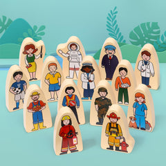 Atoylink wooden occupations blocks help kids explore jobs during play