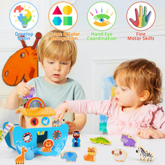 ATOYUS Noah's Ark rainbow and dove figures boost color recognition and narrative play.