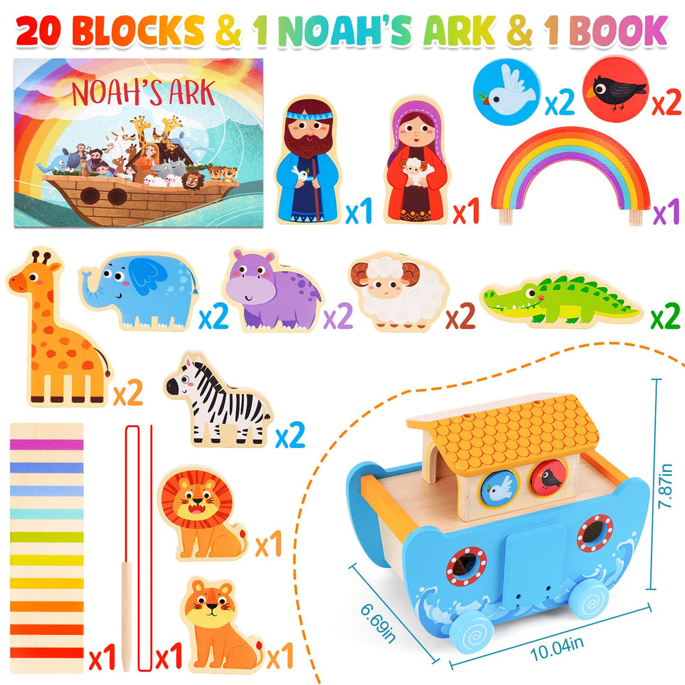 ATOYUS Noah's Ark rope and threading pieces support fine motor practice.