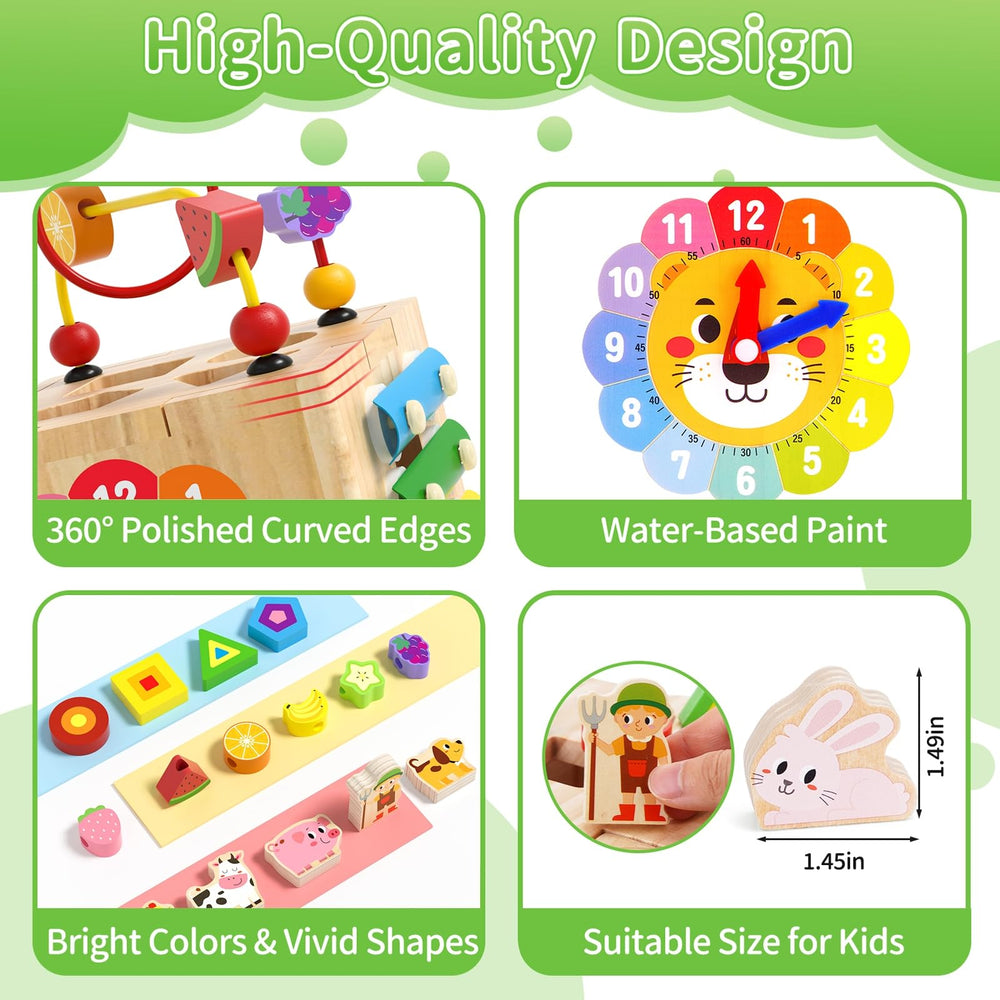 ATOYUS Wooden cube xylophone introduces rhythm and auditory awareness during playtime.