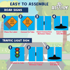 Attatoy Large Traffic Signs Playset stable base ensuring steady play
