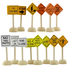 Attatoy wooden road sign set with 14 pieces for immersive traffic play