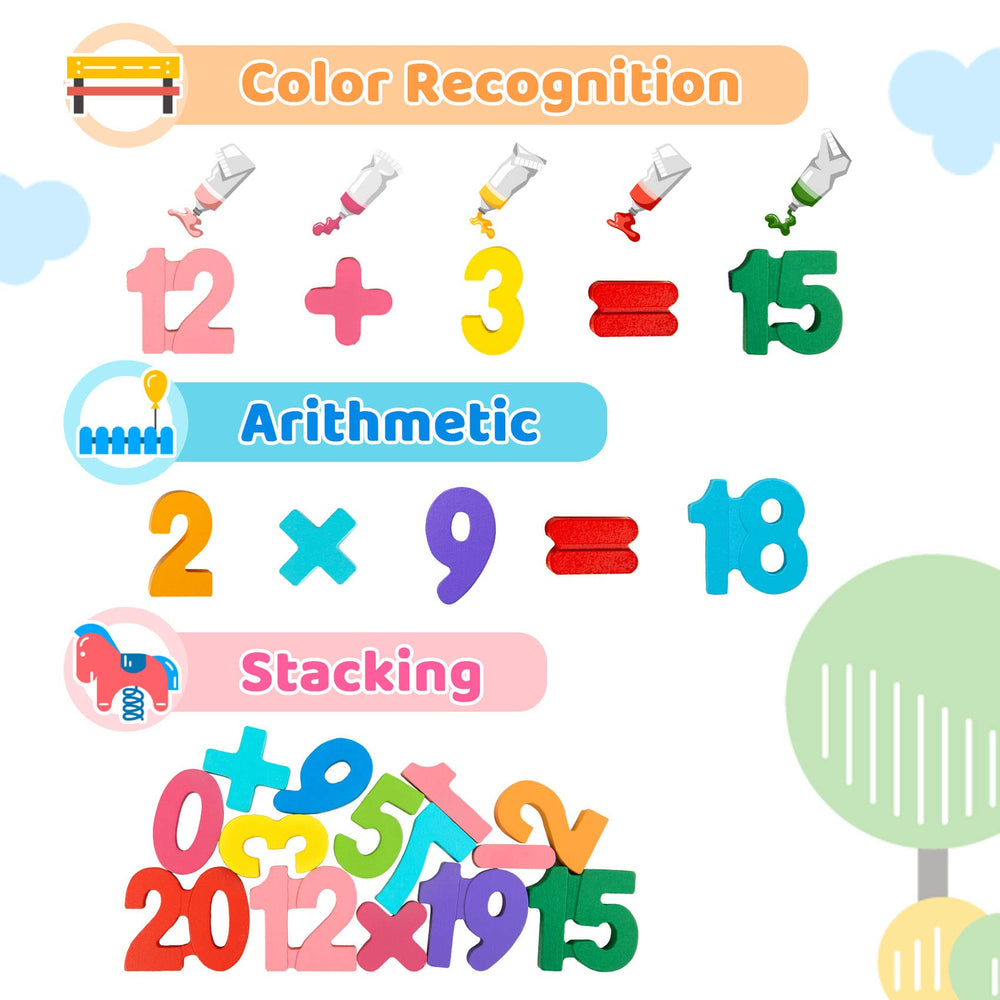 Attmu number blocks in bright colors help with sorting and color pattern learning.