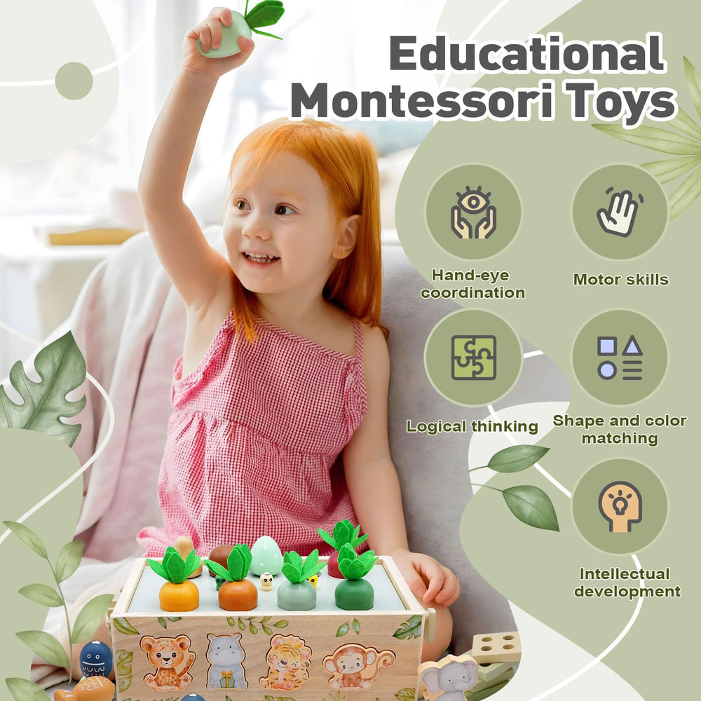 Auezona wooden carrots enhance fine motor skills during pretend farming.