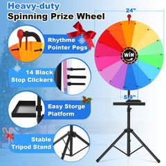 AugFir prize wheel stand showing the 37-65 inch height range.