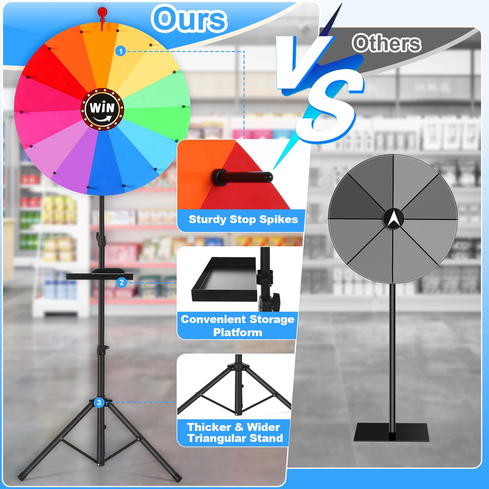 AugFir 14-color prize wheel suited for parties, classrooms, and corporate events.