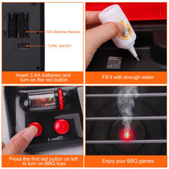 AugToy grill playset features lights and smoke for engaging barbecue roleplay.
