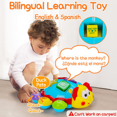 AugToy light-up button toy emits music and soft lights for tummy time.