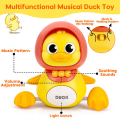 AugToy baby duck 1 demonstrates walking motion to encourage crawling