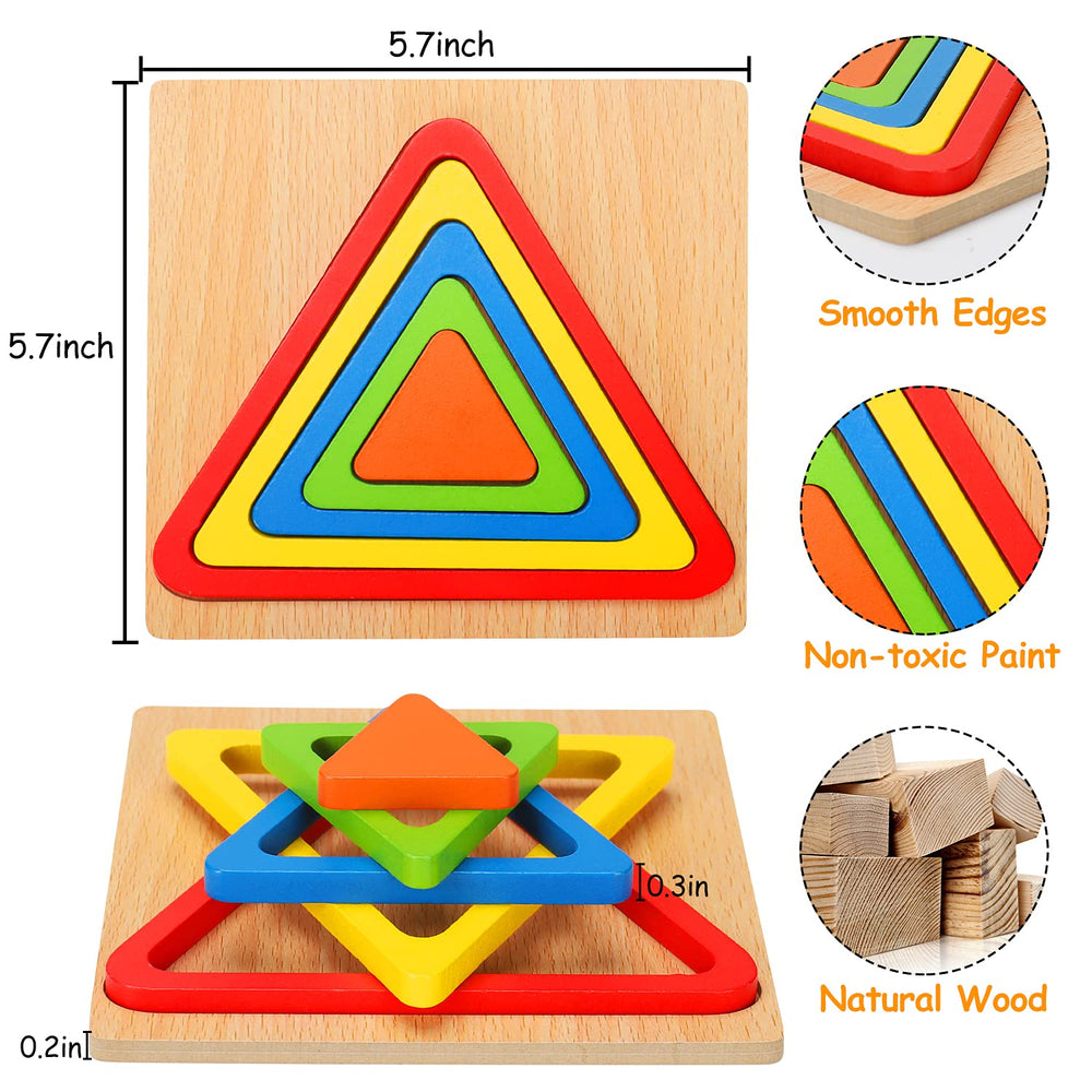 AugToy well-made wooden puzzles with smooth edges engage little hands safely.