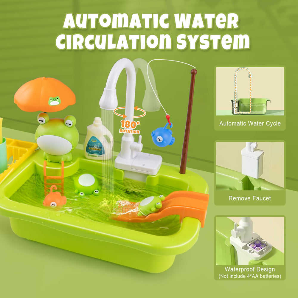 Aukful sink toy electric faucet with auto circulation fuels endless pretend cooking.