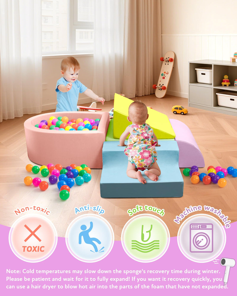 Auksay baby using blocks in a safe, engaging play session