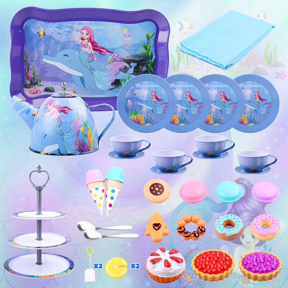 Auney Mermaid Tea Set teacups focus for sharing with friends during pretend parties