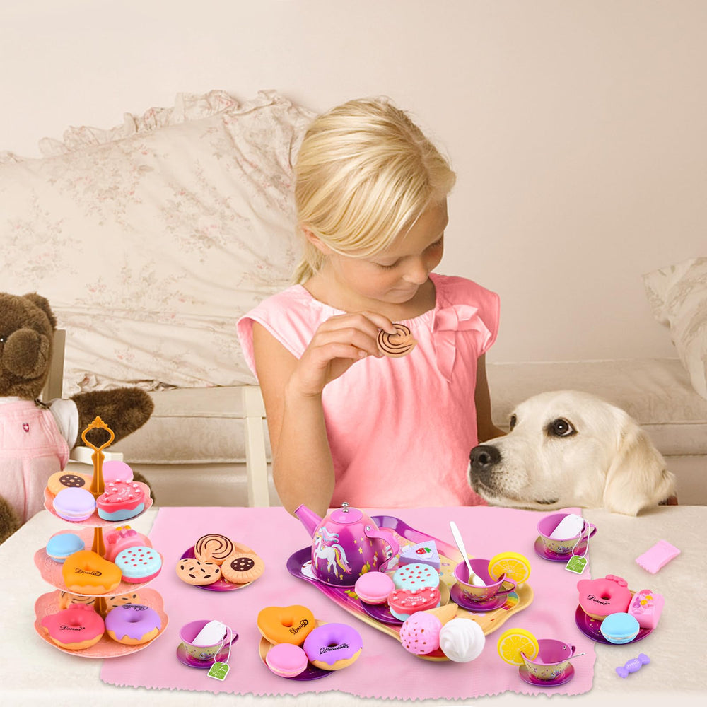 Auney tablecloth helps set the scene for pretend tea parties.