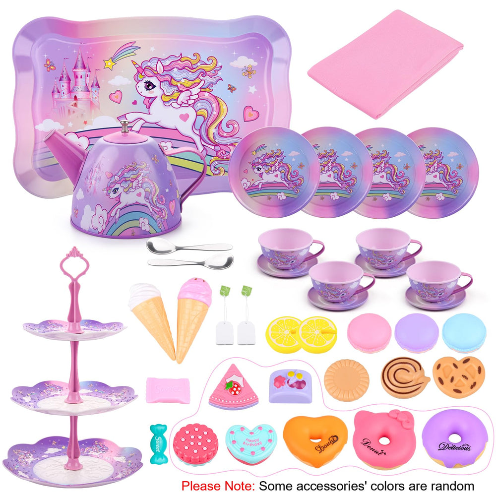 Auney Unicorn Tea Set teacups arranged for a shared tea party with friends