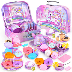 Auney Unicorn Tea Set teapot with lid ready for pretend pouring sessions, ideal for imaginative play