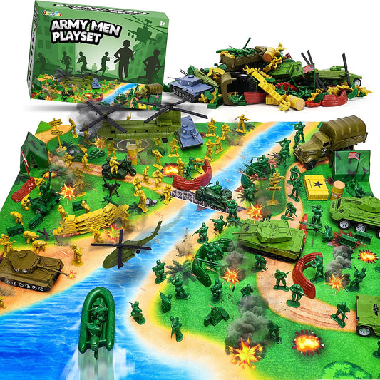 AuntyFey Army Men Playset battlefield mat for immersive play