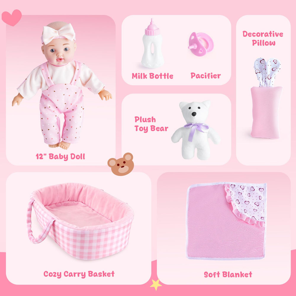 AuntyFey baby doll bassinet portable for playtime anywhere