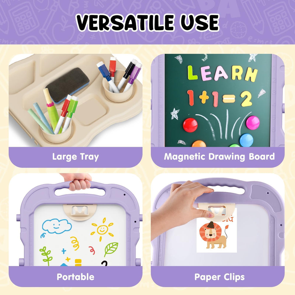 AuntyFey easel features 360-degree rotation for flexible setup.